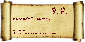 Vancsó Henrik névjegykártya
