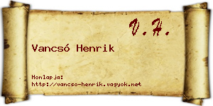 Vancsó Henrik névjegykártya